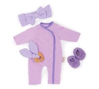 LullaBaby - Ensemble pyjama pour poupée - Vêtements pour poupées de 36 cm - Pyjama violet - Accessoires pour bandeaux, sucettes et chaussons - Jeu imaginatif - 2 ans et +