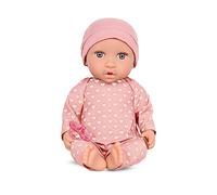 LullaBaby - Poupée Bébé garçon réaliste de 36 cm - Teint Clair et Yeux Gris - Corps Souple et Tenue Amovible - Chapeau Rose et Accessoire de Sucette - 2 Ans et +