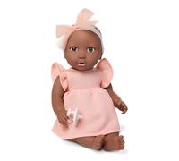 LullaBaby - Poupée Bébé - Robe Rose - Poupée Bébé garçon réaliste de 36 cm - Yeux Bruns et Corps Doux et câlin - Robe Rose et Bandeau à nœuds - Jouer à Faire Semblant - 2 Ans et +