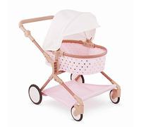LullaBaby Poussette Double pour poupée, Rose à étoiles dorées