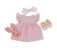 LullaBaby - Robe de poupée - Ensemble de vêtements - Robe, bandeau, sucette et chaussures roses - Vêtements pour poupées de 36 cm - Jeu imaginatif - 2 ans et +