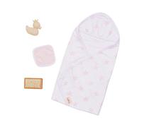 LullaBaby - Tenue de Bain pour poupée de bébé - Accessoires pour poupées de 36 cm - Serviette de Bain à Capuchon à Motif étoilé Rose - Jeu imaginatif - 2 Ans et +