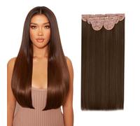 Lullabellz Extensions de cheveux raides super épais à clipser 5 pièces 55,9 cm de long, châtaigne