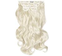 Lullabellz Lot de 5 extensions de cheveux bouclés super épais à clipser, 55,9 cm de long, blond décoloré