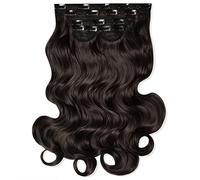 Lullabellz Lot de 5 extensions de cheveux bouclés super épais à clipser, 55,9 cm de long, marron foncé