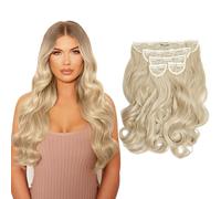 Lullabellz Lot de 5 extensions de cheveux ondulés naturels super épais, 55,9 cm de long, blond californien