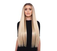 Lullabellz Lot de 5 extensions de cheveux raides à clipser super épais, 66 cm de long, blond décoloré