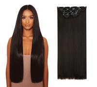 Lullabellz Lot de 5 extensions de cheveux raides à clipser super épais, 66 cm de long, marron foncé