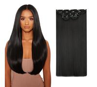 Lullabellz Lot de 5 extensions de cheveux raides super épais à clipser, 55,9 cm de long, noir naturel