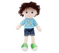 Lullaberry 35 cm Snuggle Cutie Benny - Poupée en peluche douce Best Big Brother - Poupée garçon en peluche avec chemise à rayures bleues et chaussures vertes pour les tout-petits et les grands frères
