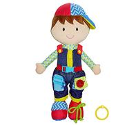 Lullaberry Dressy Friends Lucas Poupée éducative en peluche pour enfants et tout-petits de 18 mois et plus - Peluche Montessori Buckle de 40 cm