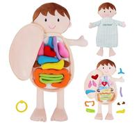 Lullaberry Little Patient Lucas Poupée anatomique en peluche - Jouet éducatif doux avec organes humains amovibles - Apprendre l'anatomie de base pour les tout-petits et les enfants 45 cm