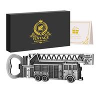 LULLEA Décapsuleur en forme de camion de pompiers - Cadeaux insolites pour hommes, papas, grand-père - Accessoire de bar en forme de camion de pompiers en argent avec boîte cadeau - Parfait pour
