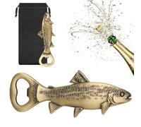 LULLEA Décapsuleur en forme de truite, cadeau de pêche pour homme, papa, grand-père, pêcheur, accessoire de bar en forme de truite en bronze avec sac cadeau, parfait pour un anniversaire, la fête des