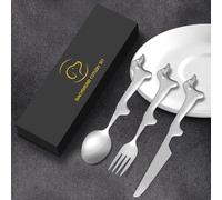 LULLEA Set de couverts teckel, cadeaux teckel, couverts décoratifs teckel, couverts argentés, couteaux, fourchettes, cuillères, couverts en acier inoxydable poli miroir, passent au lave-vaisselle,