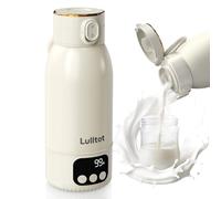 Lulltot Chauffe-biberon portable pour voyage et nuit, chauffage de 2 minutes pour lait maternel, capacité de 481,9 g avec batterie de 18 000 mAh, température précise de 36,7 °C à 55 °C, garde au chaud