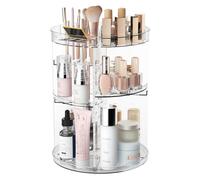 Lulltou Organiseur de maquillage rotatif à 360°, organiseurs de soins de la peau avec fente sur le dessus, étagère de rangement pour cosmétiques avec 8 couches réglables, organiseur de parfum rotatif
