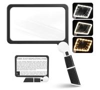 Lullu Loupe Grossissante Lumiere Livre, 5X Eclairante Lecture Grand Format | avec 48 LED, Loupe Pliable à 3 Lumineuse Modes pour Seniors, Malvoyant, Bijoux Insectes Travaux Manuels, et Caractères