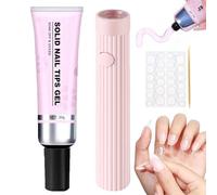 Lulou Magic Solid Nail Glue Kit 3-In-1 Nail Art Kits, Magic Solid Nail Glue Kit, Strong Adhesive Soild Nail Glue Gel for Press on Nails, Solid Nail Tips Gel for Nail Art (Ensemble B)