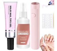 Lulou Magic Solid Nail Glue Kit 3-In-1 Nail Art Kits, Magic Solid Nail Glue Kit, Strong Adhesive Soild Nail Glue Gel for Press on Nails, Solid Nail Tips Gel for Nail Art (Ensemble C)