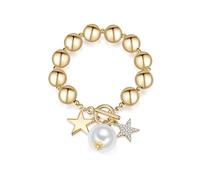 Lulu & Jane Bracelet à boules pour Femme en Alliage de fer Verre Perle (synth.) Ronde