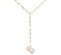 Lulu & Jane Chaîne à maillen ancre/à maillons pour Femme en Acier inoxydable Preciosa Perle de culture d'eau douce Baroque