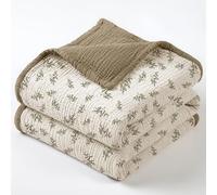 Lulu moon Couverture en Mousseline de Coton pour Tout-Petits - Couverture réversible pour Berceau de bébé garçon et Fille, 120 x 120 cm (Autumn Leaf)