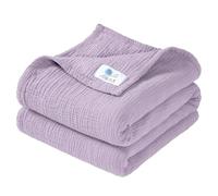 Lulu moon Couverture en Mousseline de Coton pour Tout-Petits - Couverture réversible pour Berceau de bébé garçon et Fille, 120 x 120 cm (Lavander)