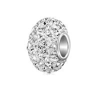 Luluadorn Perles d'espacement en zircone cubique transparent avec fleur rose pour bracelet à breloques Pandora pour fille, femme, épouse, grand-mère, sœur, amie, Métal, Zircone cubique