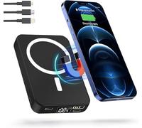 LuLuanping Power Bank 10000mAh, 20W PD3.0 Batterie Externe, Batterie Portable avec LCD L'affichage, Batterie Externe sans Fil, Câble Intégré, pour Smartphone, Tablets, Casque Bluetooth Black