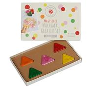 Lulubug Kit de cire magique | 4 triangles de cire, 1 triangle de cire métallique, 5 pochoirs | blocs de cire, crayons de cire, motif : prairie fleurie