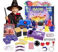 luluckck Kit de tours de magie pour enfants âgés de 6, 7, 8, 9, 10, 11, 12 ans, costume de magicien pour jeu de simulation avec accessoires magiques et instructions pour débutants, cadeaux de Noël