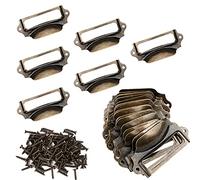 LuluDa Porte Étiquettes en Métal 30 Pcs Cadre Étiquette de Nom Carte d'Étiquette Poignée Support d'Étiquettes Vintage Porte-Cadre Bibliothèque Armioir Tiroir Placard avec 60 Pcs Vis, 90 X 41mm