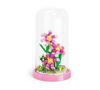 LULUFUN Jeu de Blocs de Construction Bouquet de Fleurs avec dôme Anti-poussière, Collection de Fleurs artificielles en Briques de Construction, Jouets pour la décoration de la Maison (lys)