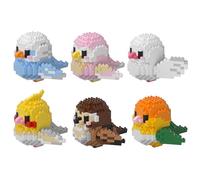 LULUFUN Lot de 6 blocs de construction pour oiseaux, perroquet, jouets éducatifs pour fêtes d'anniversaire, décoration pour la maison et le bureau, cadeau pour adultes et enfants (ensemble B de 6