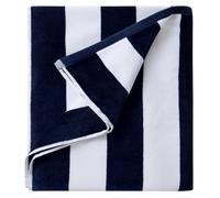 LULUHOME Serviette de Plage surdimensionnée en Peluche - Coton Moelleux 91,4 x 177,8 cm - Serviette de Piscine rayée Bleu Marine - Grande Serviette d'été pour cabane de Natation