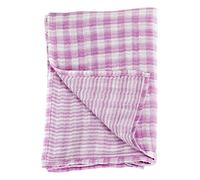 Lulujo 121-003-002 Lange en Mousseline de Coton Réversible Rayures/Damier 120 x 120 cm