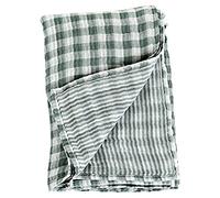 Lulujo 121-003-003 Lange en Mousseline de Coton Réversible Rayures/Damier 120 x 120 cm