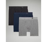 lululemon - Boxer Always In Motion avec braguette Trio pour Hommes - 13 cm - Noir/Gris/Bleu - Taille XL