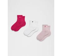 lululemon - Chaussettes hautes Daily Essential unisexe Lot de 3 - Rose/Blanc - Taille L