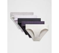 lululemon - Culotte bikini UnderEase taille mi-haute Lot de 5 pour Femmes - Noir/Gris/Violet - Taille XL