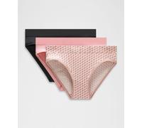 lululemon - Culotte bikini UnderEase taille mi-haute Trio pour Femmes - Noir/Rose - Taille XL