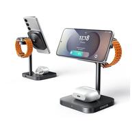 LULULOOK Station de Charge inductive 3 en 1 en Aluminium pour Samsung S25 Ultra avec Charge Rapide de 15 W, 5 W pour Galaxy Watch Ultra 7, Buds (Noir)