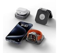 LULULOOK Ultra-Nano 2 en 1 Station Charge sans Fil Pliable, Aluminium, Chargeur Magnétique sans Fil pour IPhone15 Pro/Pro Max/Plus/14, Chargeur sans Fil pour Apple Watch, Série 9, Air-Pods (Gris)