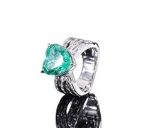 LULUMAIC Bijoux 12 * 12 mm Coeur émeraude joelry Set Anneau Lien Lien Boucles d'oreilles étalon Les Bijoux actuels de swomen