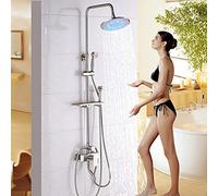 LULUMAIC Bouchage de Douche à lumière de Pluie Brackage Robinet de boucheur de Douche à Baignoire extérieure Murale avec Une tête de Toilette à étagère de Base