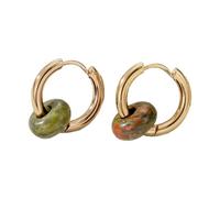 LULUMAIC Boucles d'oreilles en Perles de Pierre Naturelle, Crochets d'oreille en Acier Inoxydable, cerceaux à Boucle d'oreille Circulaire