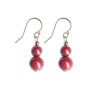 LULUMAIC Lllunimon Boucles d'oreilles Doubles en Forme de cinabre Violet, Boucles d'oreilles Vintage élégantes remplies d'or 14 carats, charmants Bijoux Cadeaux pour mères, épouses, sœurs