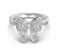 LULUMAIC Lllunimon Parure de Bijoux Papillon délicat en Or Blanc 18 carats pour Femme, Ensemble de Boucles d'oreilles, Collier Bague en zircone cubique 5A, Bijoux avec nœud d'amour Infini