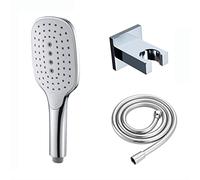 LULUMAIC Ordinateur Poche et générique Ensemble Pomme à Main chromée Blanche Set Piste ABS UNIVERSEUR Uniquement PAPILER POURCE Hautes Pression avec Tuyau Douche en PVC de 1,5 m, Porte-Laiton